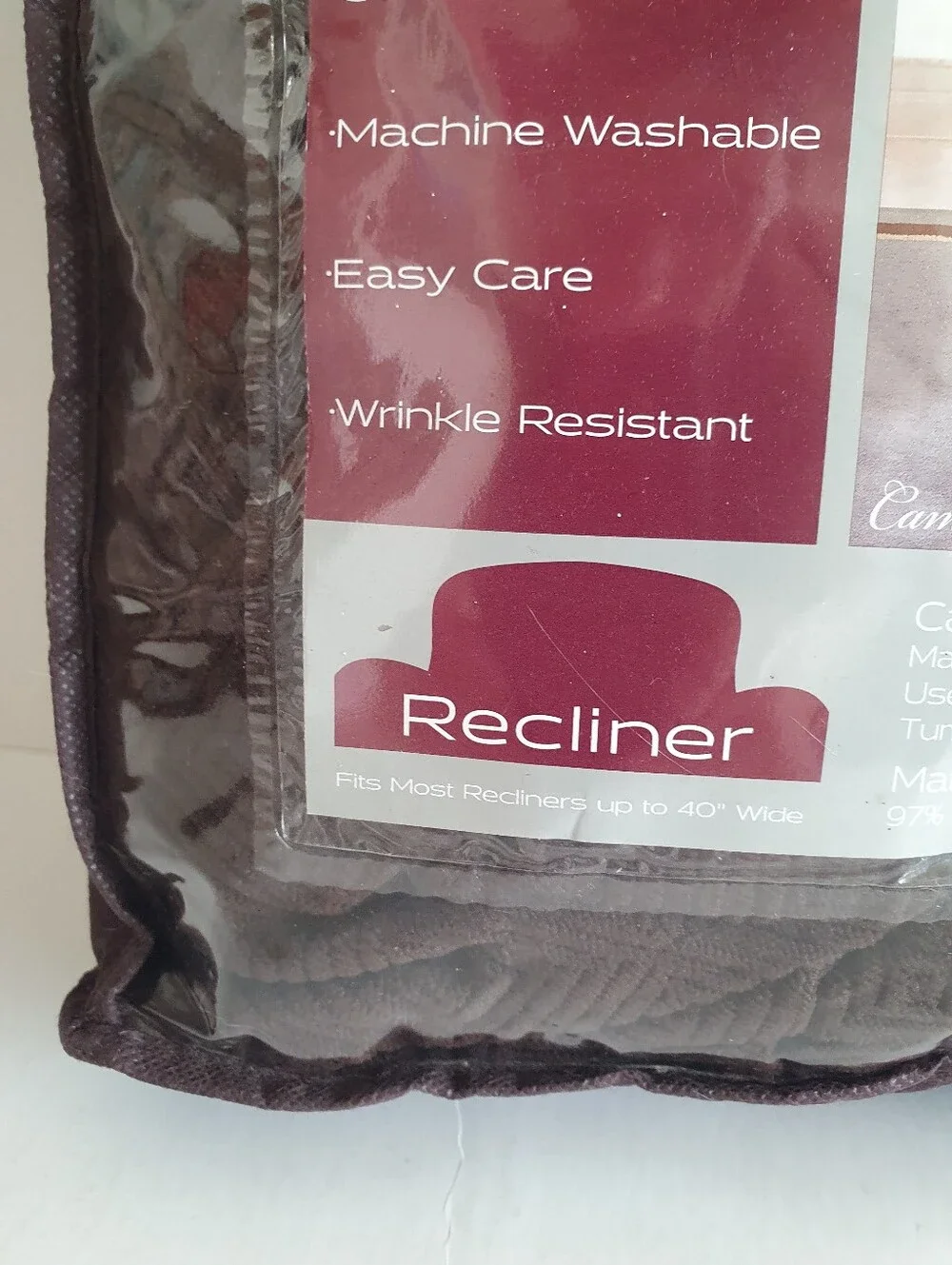 Cambria Collection One Piece Stretch Polyester Slip Cover Recliner Color Brown